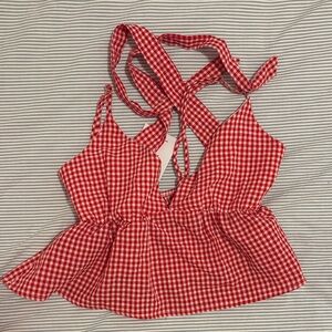 Princess Polly Red Gingham Top